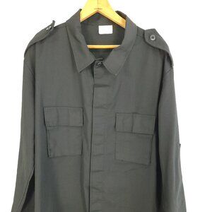 Vintage US Military Tactical Shirt Men's XL Black Button Front USA Distressed